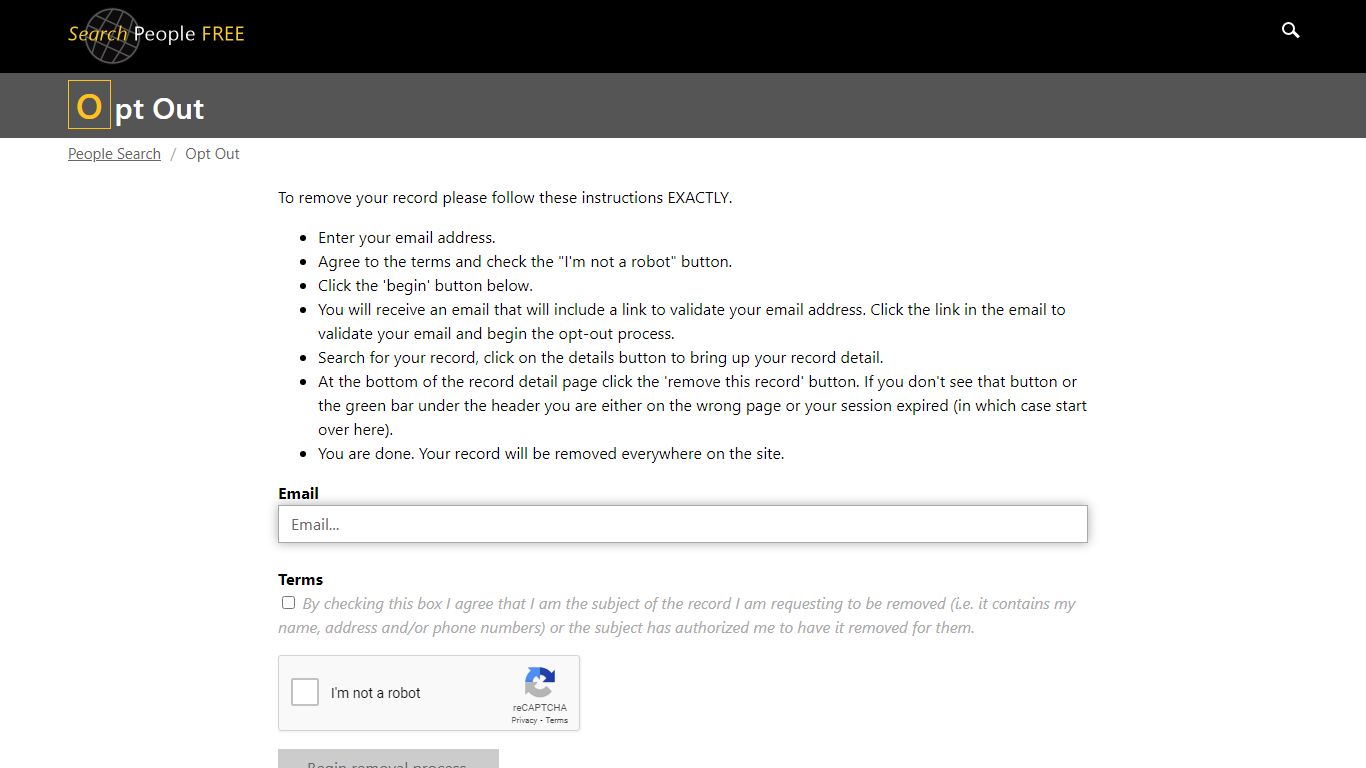 Learn how to opt out of Search People FREE Data